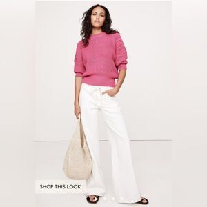 BANANA REPUBLIC COTTON CROPPED DOLMAN SWEATER French Rose Pink NWOT